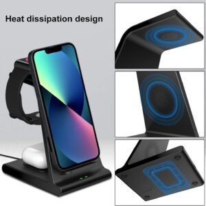 3 in 1 Wireless Charging Station Apple, Wireless Watch Charger Dock for iWatch Series 8 7 6 5 4 3 2 AirPods