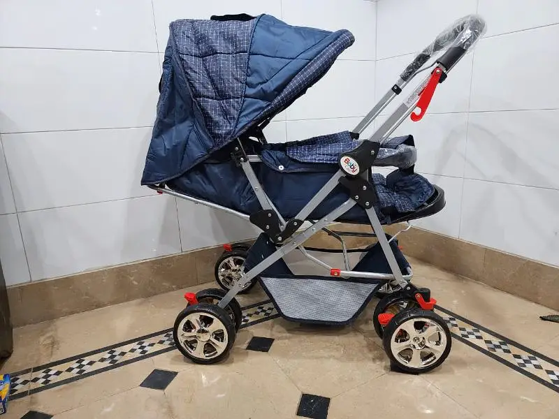 PRAM CHROME AND SEAT ADJUSTABLE Fancy High Quality 2 in 1 Pram Stroller - Image 2