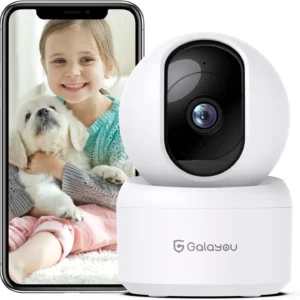 GALAYOU Indoor Security Camera 2K, Pet Camera, 360 Degree WiFi Home Security Camera