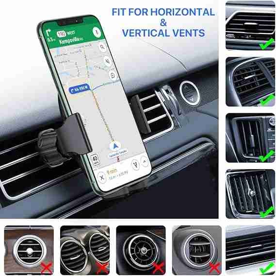 Miracase Phone Holders for Your Car with Newest Metal Hook Clip Classic Black - Image 2