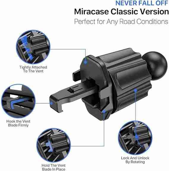 Miracase Phone Holders for Your Car with Newest Metal Hook Clip Classic Black - Image 3