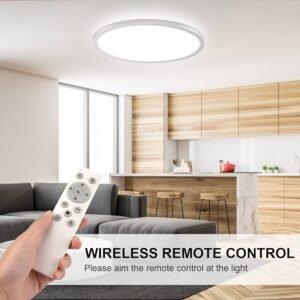 LED Ceiling Light with RGB Backlight, 24W Remote Control